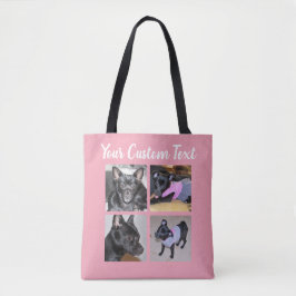 4 FotoCollage| Hund Pink Tote Tasche