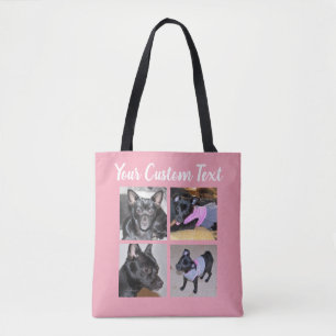 4 FotoCollage  Hund Pink Tote Tasche