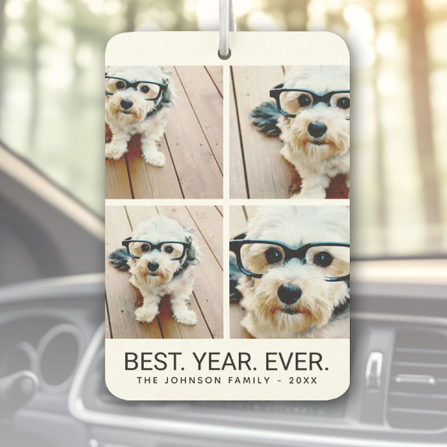4 FotoCollage Minimalistisch - Bestes Jahr Autolufterfrischer (Custom Air Freshener with Photo Collage)