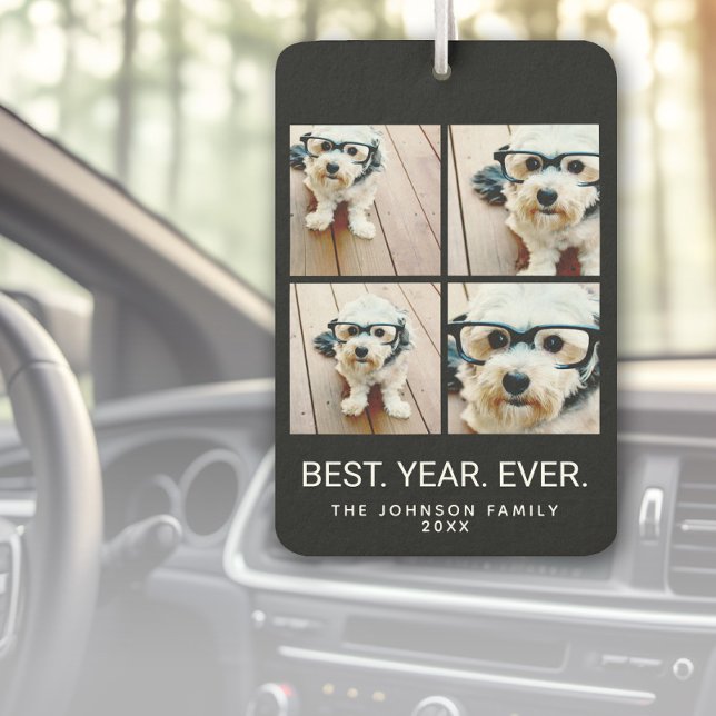 4 FotoCollage Minimalistisch - Bestes Jahr für Sch Autolufterfrischer (Custom Air Freshener with Photo Collage)