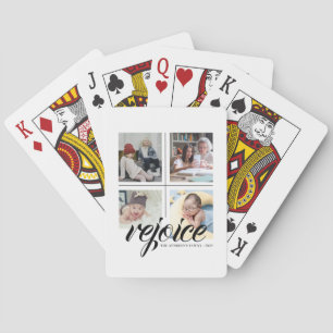 4 FotoCollage Minimalistisch - Freuen Sie sich Sch Spielkarten