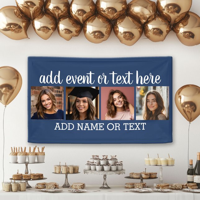 4 FotoCollage mit 2 Textzeilen - Party Banner (Custom Party Banner)
