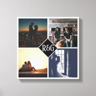 4 FotoCollage Mit Monogramm Leinwanddruck