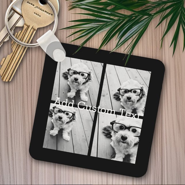 4 FotoCollage - Sie können die Hintergrundfarbe än Schlüsselanhänger (Personalized keychain - Photo Collage)