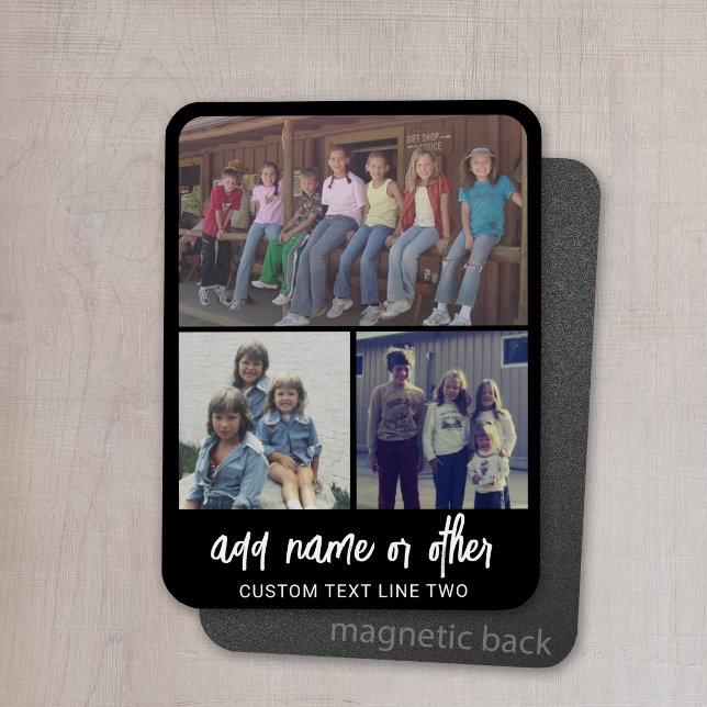 4 FotoCollage - Sie können die schwarze Farbe ände Magnet (Personalized magnet with photo collage and text)