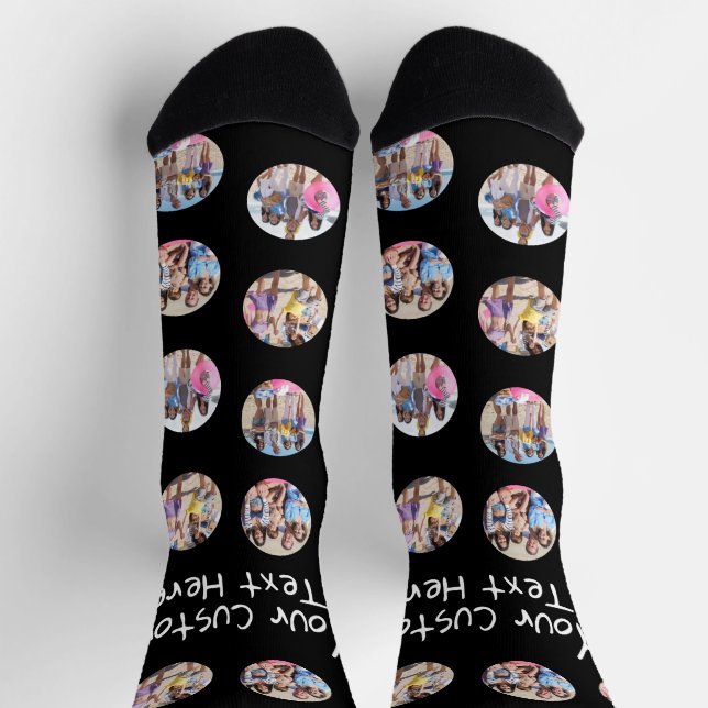 4 FotoCollage und Personalisierter Text Socken (Oben)