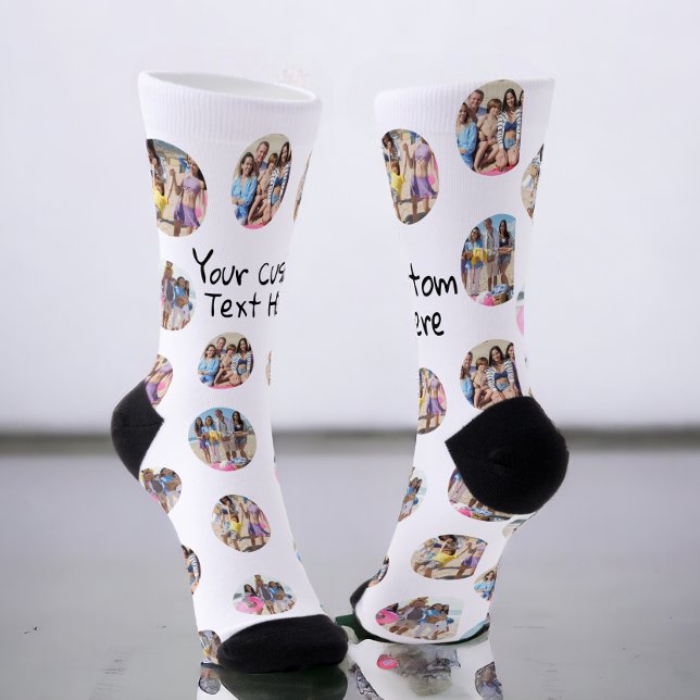 4 FotoCollage und Personalisierter Text Socken (4 Photo Collage and Text Custom Personalized Socks from Ricaso. Add your photos and text. photo gift)