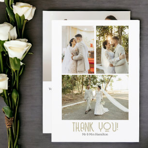 4 Fotografien für Personalisierte Hochzeiten Dankeskarte