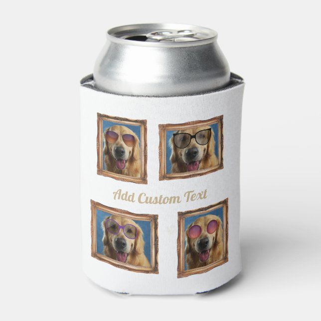 4 Fotoklebstoff Vintage Rahmen Hunde Haustiere Fam Dosenkühler (Kanne Vorderseite)