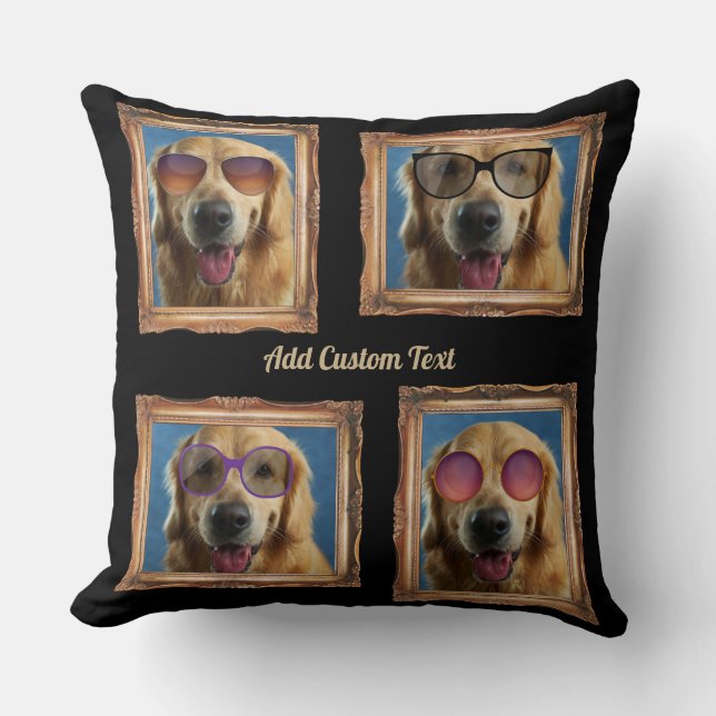 4 Fotoklebstoff Vintage Rahmen Hunde Haustiere Fam Kissen (Vorderseite)