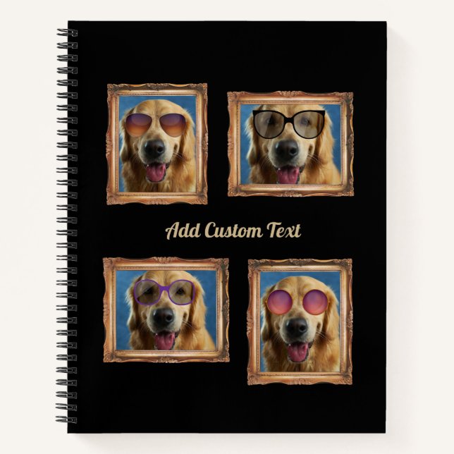 4 Fotoklebstoff Vintage Rahmen Hunde Haustiere Fam Notizbuch (Vorderseite)