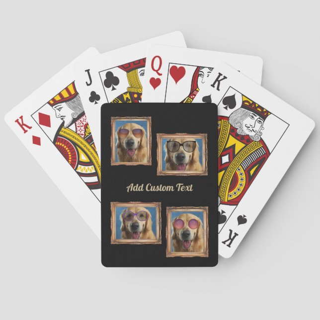 4 Fotoklebstoff Vintage Rahmen Hunde Haustiere Fam Spielkarten (Rückseite)