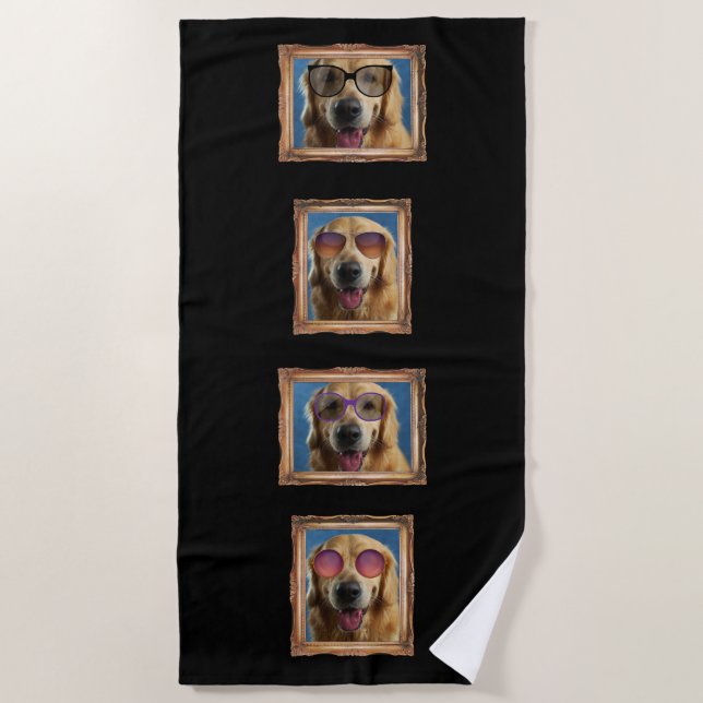 4 Fotoklebstoff Vintage Rahmen Hunde Haustiere Fam Strandtuch (Vorderseite)