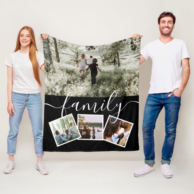 4 Fotokollagenfamilie Personalisiert Fleecedecke (Beispiel)