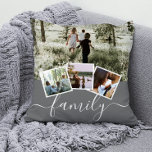 4 Fotokollagenfamilie Personalisiert Kissen<br><div class="desc">4 Foto Collage Familie Personalisiert werfen Kissen aus Ricaso - grau weiß mit 4 Bildvorlagen</div>