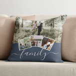 4 Fotokollagenfamilie Personalisiert Kissen<br><div class="desc">4 Foto Collage Familie Personalisierter Werfer Kissen aus Ricaso - blau weiß mit 4 Bildvorlagen</div>