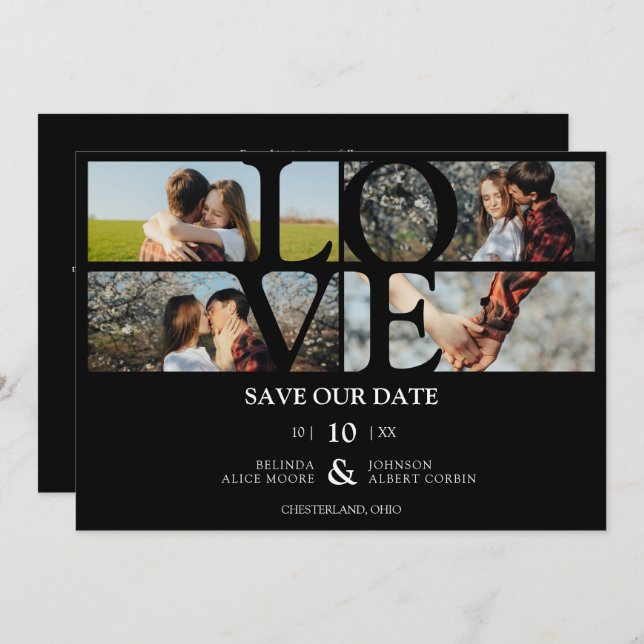 4 Fotos Black Chic Trendy Collage Wedding Covid19 (Vorne/Hinten)