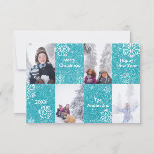 4 Fotos Blue Glitzer Hintergrund 3x5Christmas Card Einladung