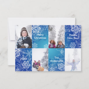 4 Fotos Blue Snow Background - 3x5 Weihnachtskarte Einladung