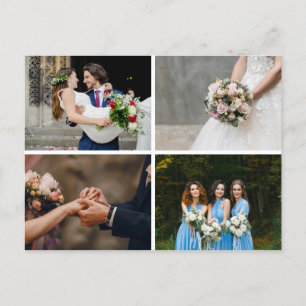 4 Fotos Collage Einfache Moderne Hochzeit Danke Ankündigungspostkarte