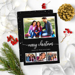 4 Fotos Collage Frohe Weihnachten Moderne Schwarz Einladung<br><div class="desc">4 Fotos Collage Frohe Weihnachten Moderne Schwarze Einladung</div>