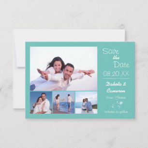 4 Fotos Collage Hellblau - 3x5 Save-the-Date Save The Date