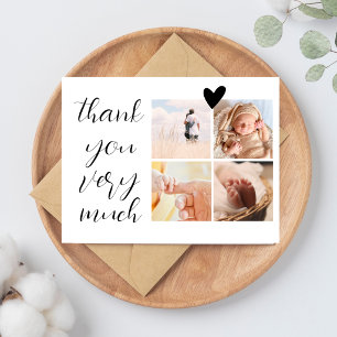 4 Fotos Collage Minimalistische Babyparty Danke Postkarte