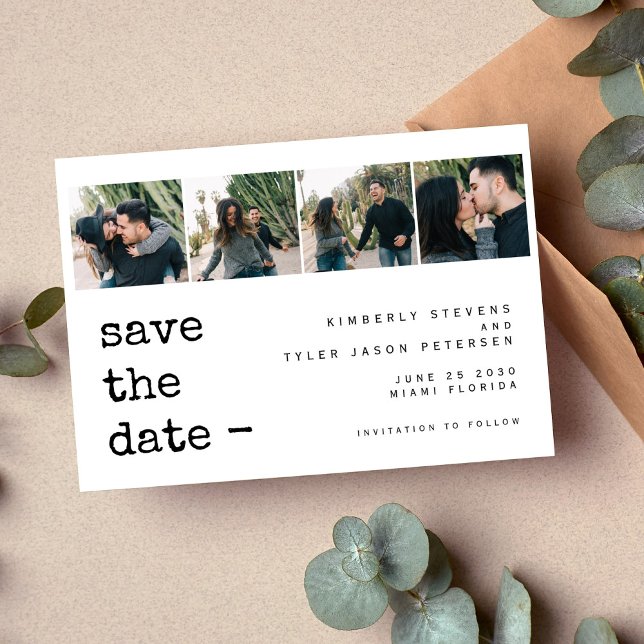 4 Fotos Collage moderne Typografie Hochzeit Save The Date (Von Creator hochgeladen)