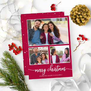 4 Fotos Collage Süße Schrift Frohe Weihnachten Einladung
