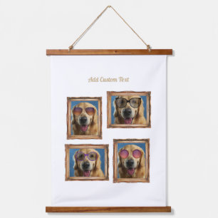 4 Fotos Collage Vintage Rahmen Hunde Haustiere Fam Wandteppich Mit Holzrahmen