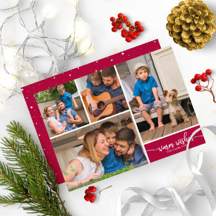 4 Fotos Collage Warme Wünsche Einfaches Weihnachte Einladung
