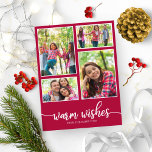 4 Fotos Collage Warmes wünscht Moderne Weihnachten Postkarte<br><div class="desc">4 Fotos Collage Warmes wünscht Moderne Weihnachtskarte</div>