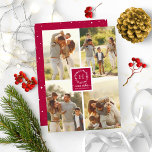 4 Fotos Collage Warmes wünscht Weihnachts Monogram Einladung<br><div class="desc">4 Fotos Kollage Warm wünscht Weihnachts Monogramm Einladung</div>