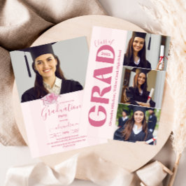 4 Fotos Coquette Pink Bow Graduation Party Einladung