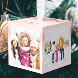 4 Fotos der Familie Frohe Weihnachten Keepake Pink Würfelornament