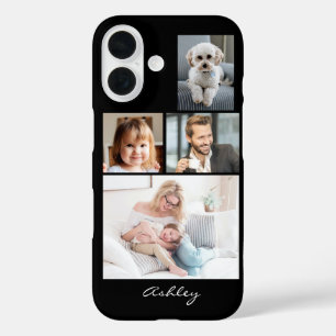 4 Fotos der Familie oder der Freunde, Name des Skr iPhone 16 Hülle