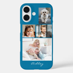 4 Fotos der Familie oder der Freunde, Name des Skr iPhone 16 Hülle