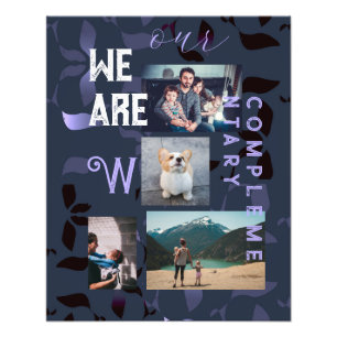 4 Fotos der Produktfamilie und Zitat Navy Blue Blä Fotodruck