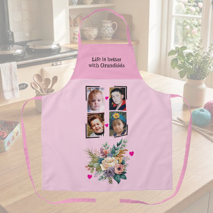 4 Fotos Enkelkinder floral rosa Schürze