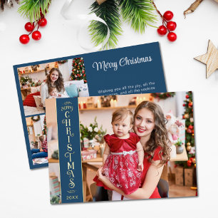 4 Fotos Frohe Weihnachtsgold Folien Feiertagskarte