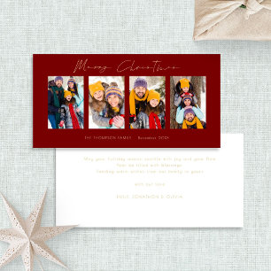 4 Fotos Gold Script Burgundy Frohe Weihnachten