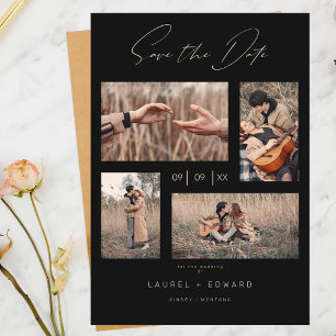 4 Fotos Moderne Collage Wedding Wimshshire Script Save The Date