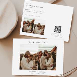 4 Fotos Moderner Boho Hochzeitsstichtag QR Code Save The Date