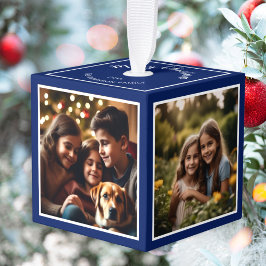 4 Fotos Personalisiert Weihnachten Keepake Dunkelb Würfelornament