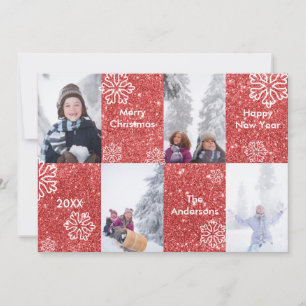4 Fotos Roter Glitzer Hintergrund - Weihnachtskart Einladung