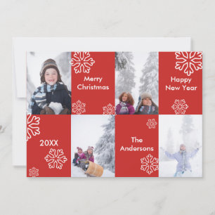 4 Fotos roter Hintergrund - Weihnachtskarte Einladung