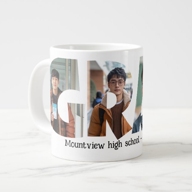 4 Fotos sammeln GRAD-benutzerdefinierte Fotos Jumbo-Tasse (Vorderseite Links)