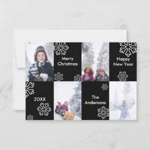 4 Fotos Schwarzer Hintergrund Schnee - 3x5Weihnach Einladung