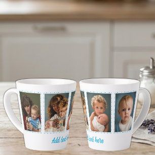 4 Fotos Text hinzufügen weiß blau Milchtasse