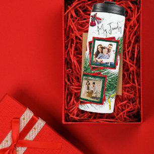 4 Fotovorlage Rot und Grün Weihnachten Thermosbecher